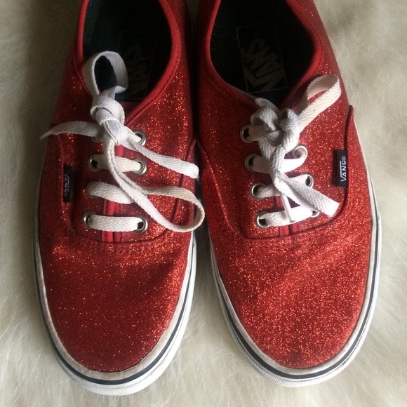 red sparkly vans